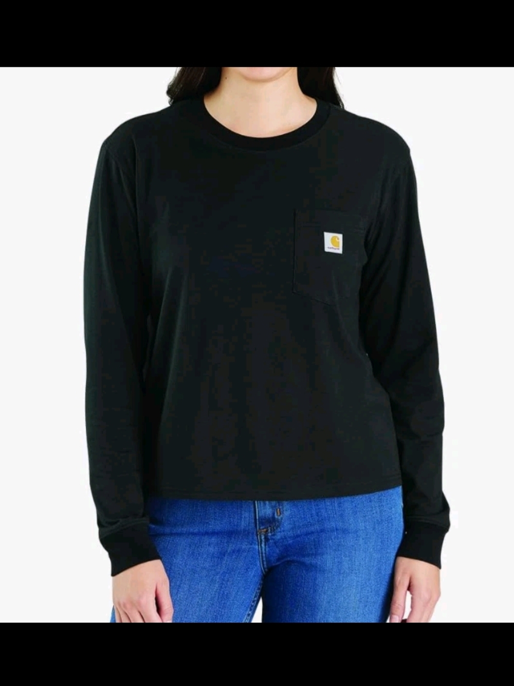 Carhartt Tencel Fiber │Loose Fit Long-Sleeve Pocket Black T-Shirt │Women S │NEW